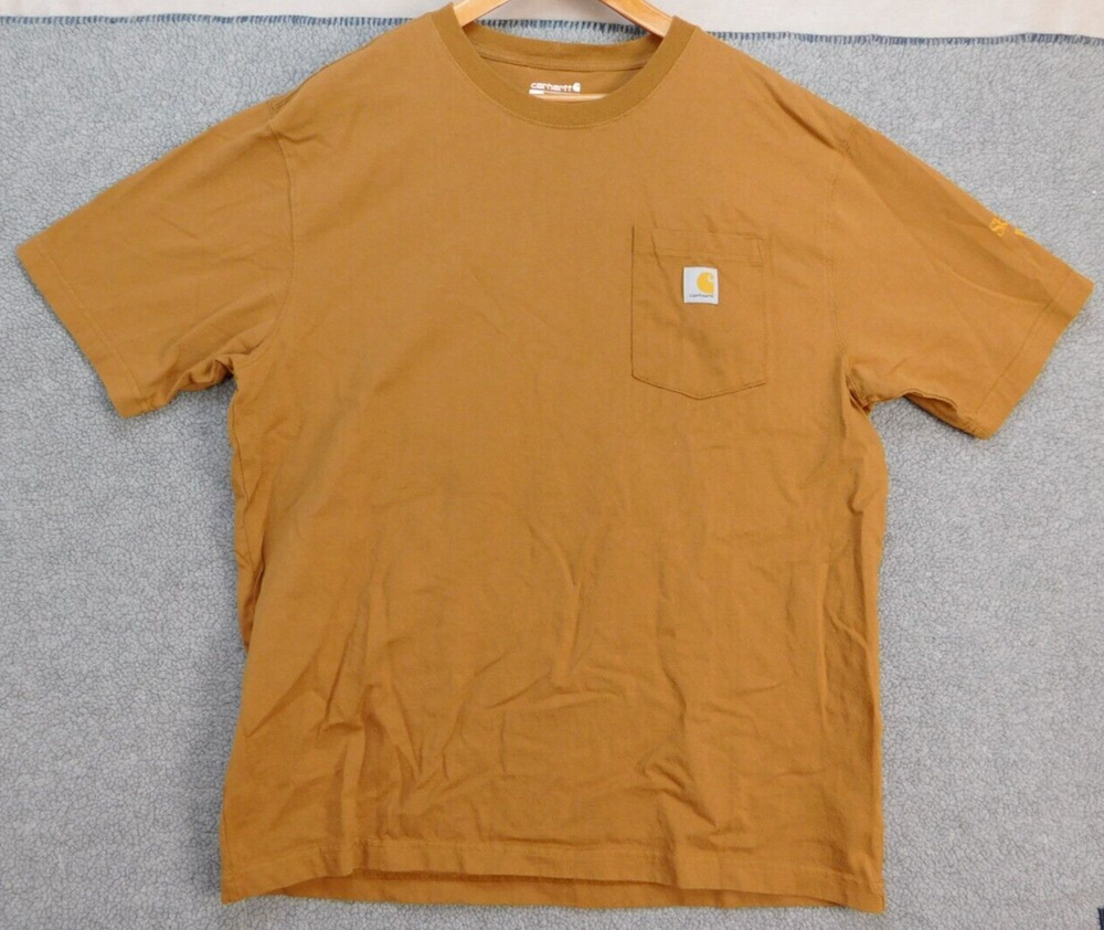 Carhartt Loose Fit Brown Heavy Weight Short Sleeve Cotton T-Shirt Men's L